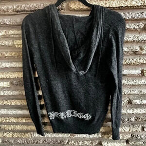 Vertigo Paris Gray Wool Angora Cashmere Blend Hoodie Sweater Size Small